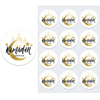 3.5/4.5cm Ramadan Mubarak Decorative Stickers Ramadan Kareem Muslim Religion Festival Holidays Greeting Card Decor