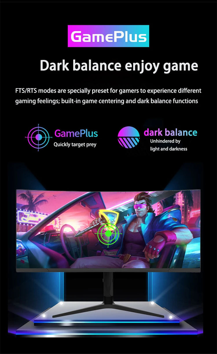 Ultra wide 34 Inch 3440*1440 4K 180HZ IPS Desktop HDR freesync 1ms Pc Curved Gaming LED Monitor