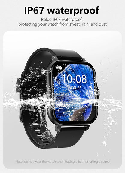 1.83'' Sport Smart Watch Fitness Clock Health Monitor Waterproof Smartwatch Wireless Call Watches for Men Women IOS Android 2025