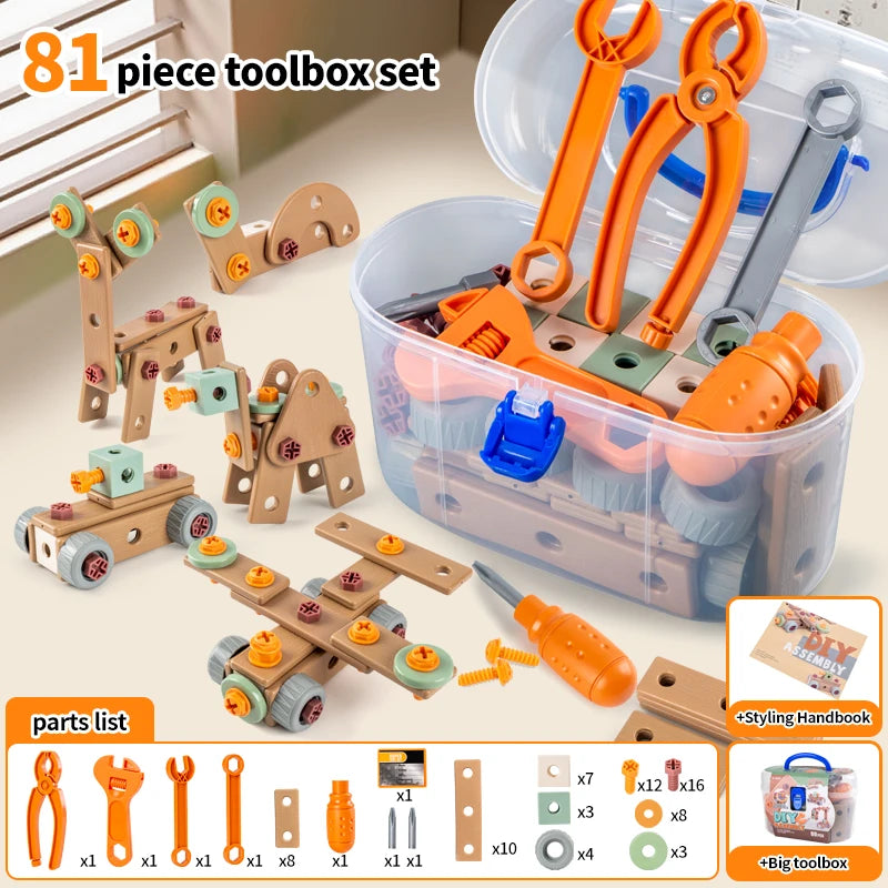 Kids DIY Play House Toolbox Toy Set Simulation Assembly Disassembly Electric Toy Screw Drill Repair Tool Educational Puzzle Toy