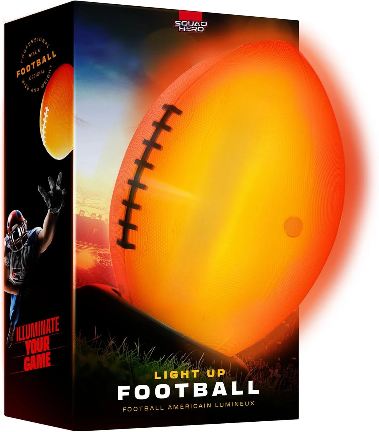 American Football, Rechargeable Luminous Ball, Outdoor Leisure Fitness Toy for Teenagers and Children, Equipped with an air Pump
