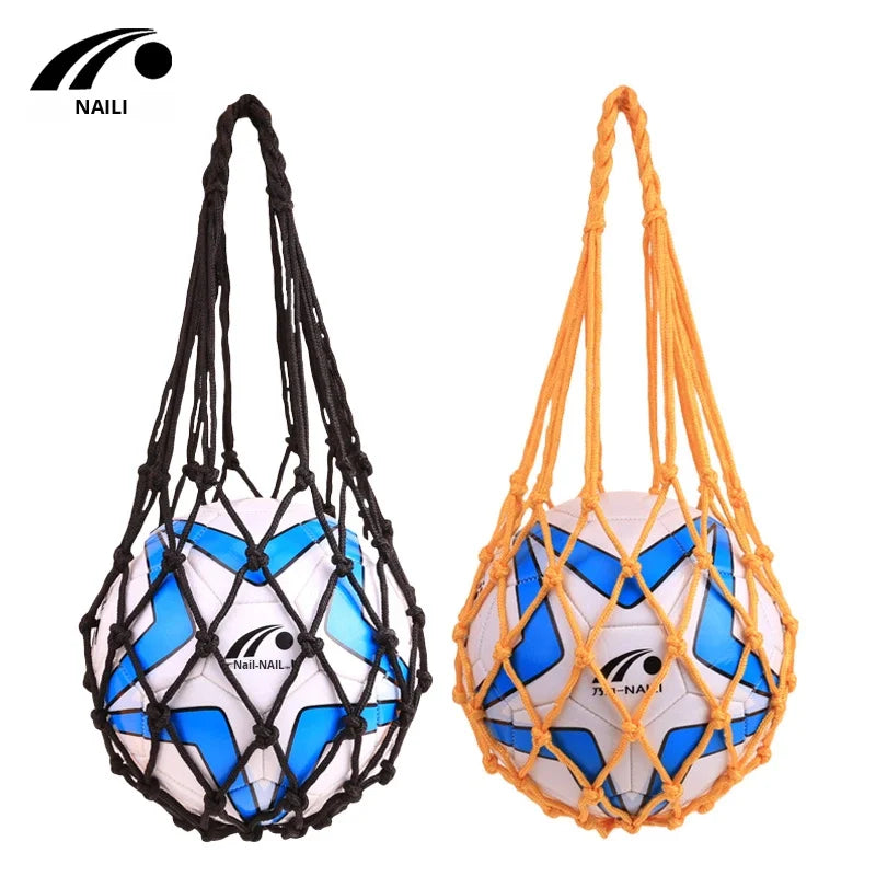 Bold Single Acrylic Net Bag for Football Volleyball Basketball Black/Orange Printed Logo Ball Pocket Long-term Spot General Use