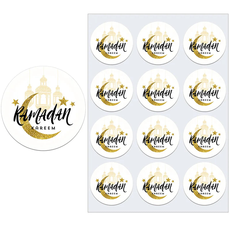 3.5/4.5cm Ramadan Mubarak Decorative Stickers Ramadan Kareem Muslim Religion Festival Holidays Greeting Card Decor