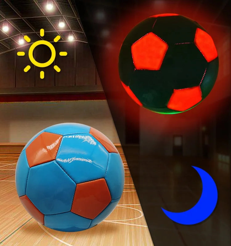 Custom Logo Blue LED Machine Stitched TPU Soccer Ball Size 5 Luminous Football for Training Glow in the Dark LED Light Feature