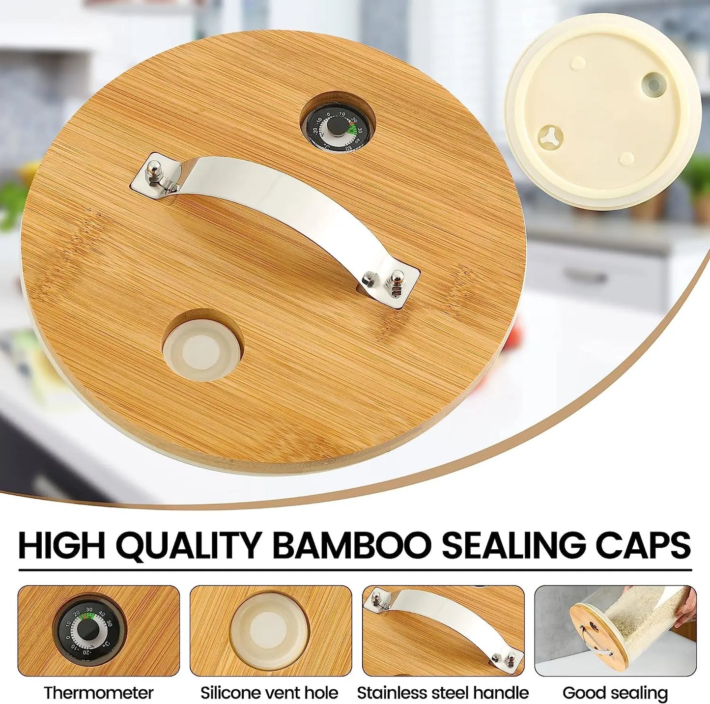 Wonder 5L 8L Airtight Automatic Glass Rice Dispenser Spout Measuring Cup with Wooden Lid Modern for Kitchen Pantry Food Storage