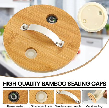 Wonder 5L 8L Airtight Automatic Glass Rice Dispenser Spout Measuring Cup with Wooden Lid Modern for Kitchen Pantry Food Storage