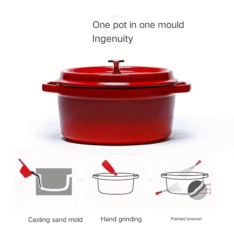 High Quality Non-Stick Cast Iron Enamel Dutch Oven Cookware Colorful Classic Home Kitchen Utensil Healthy Eco-Friendly Durable