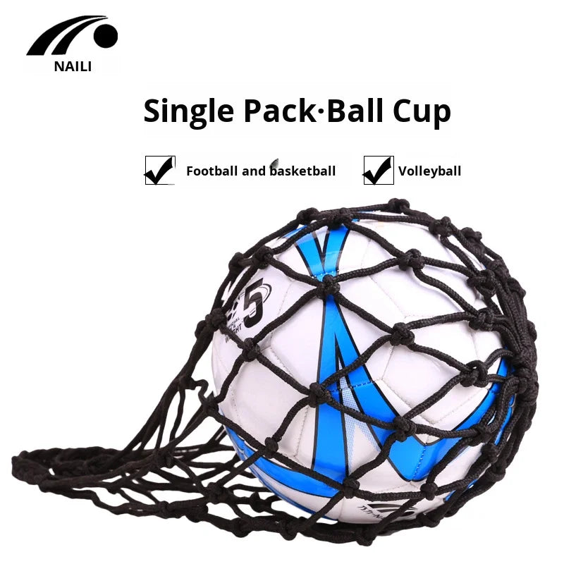 Bold Single Acrylic Net Bag for Football Volleyball Basketball Black/Orange Printed Logo Ball Pocket Long-term Spot General Use