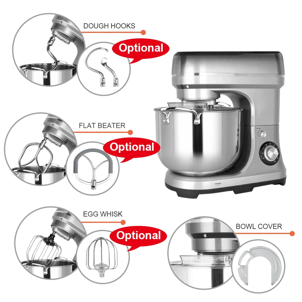 Ready to Ship 2000W 11-liter Household Electric Stand Mixer Kitchen Food Processor Bread and Cake Dough Double Hook Mixer