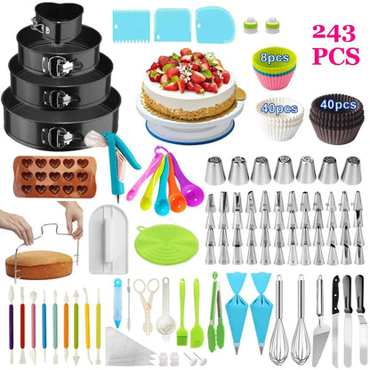 Kitchen Accessories Cake Decorating Supplies Turntable Tools Icing Nozzles Cake Decor Kit Baking Pastry Tools Silicone Spatula