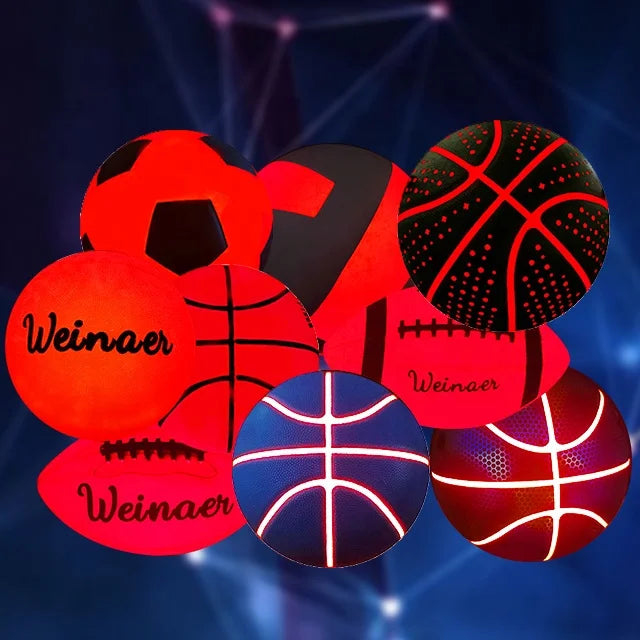 Custom Logo Blue LED Machine Stitched TPU Soccer Ball Size 5 Luminous Football for Training Glow in the Dark LED Light Feature