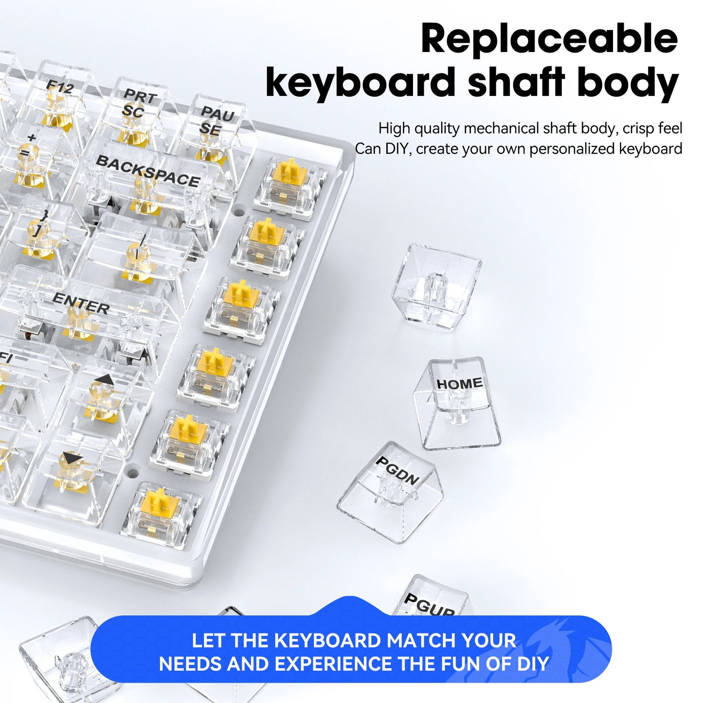 LEAVEN Wired RGB Full Key Conflict Free Black Transparent Mechanical Keyboard Hot Swappable Keycap Switch for Gaming