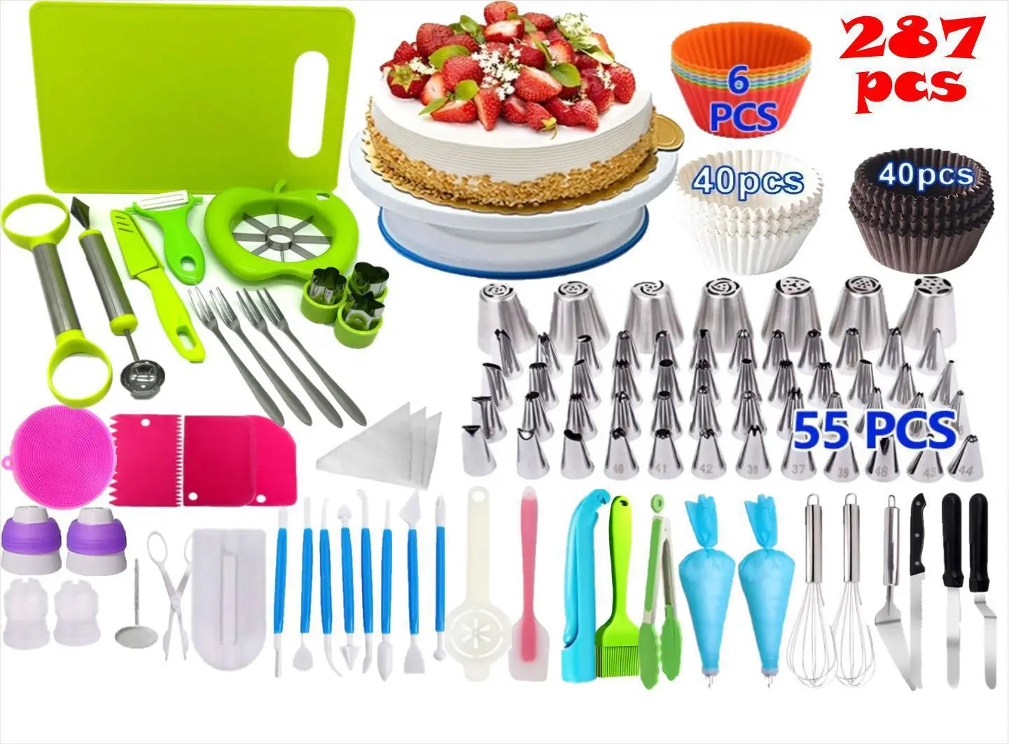 Kitchen Accessories Cake Decorating Supplies Turntable Tools Icing Nozzles Cake Decor Kit Baking Pastry Tools Silicone Spatula
