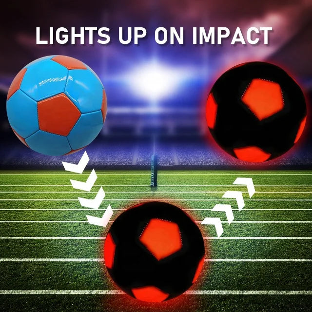 Custom Logo Blue LED Machine Stitched TPU Soccer Ball Size 5 Luminous Football for Training Glow in the Dark LED Light Feature