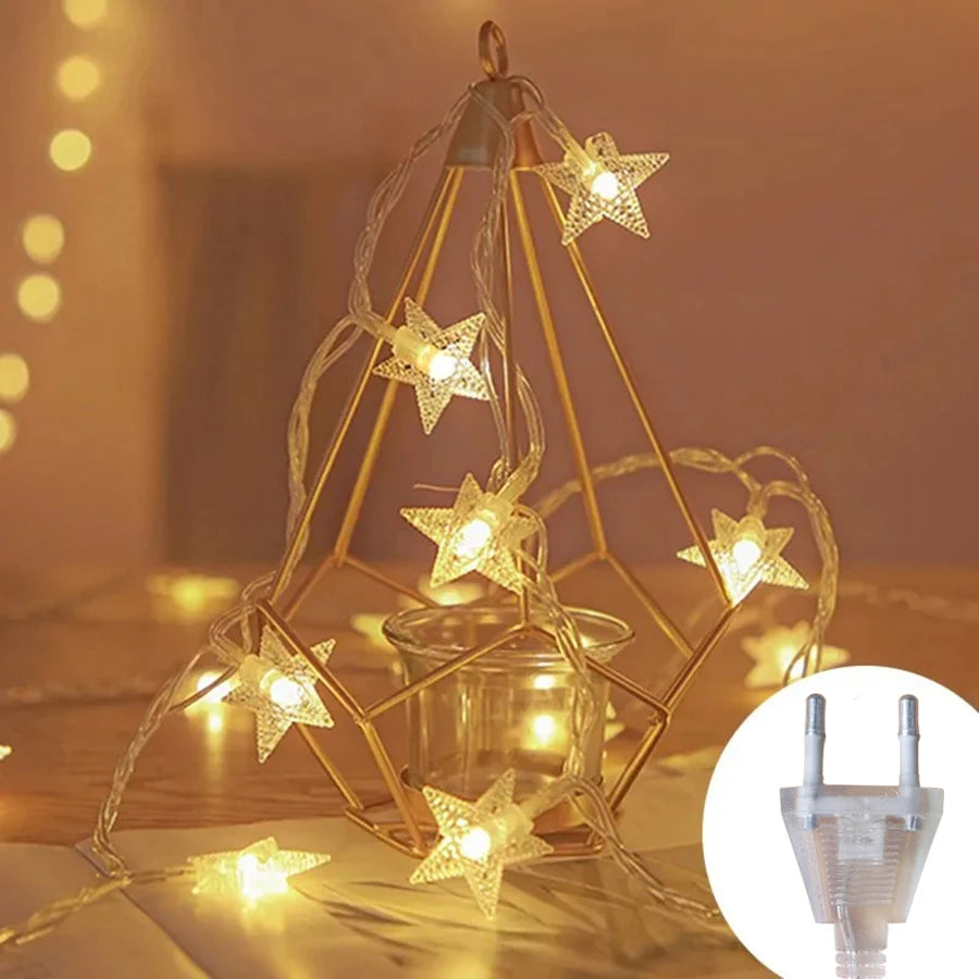 LED String Lights Outdoor Star Chain Lights Garland Lights Bulb Fairy Lights Party Home Wedding Garden Christmas Decor