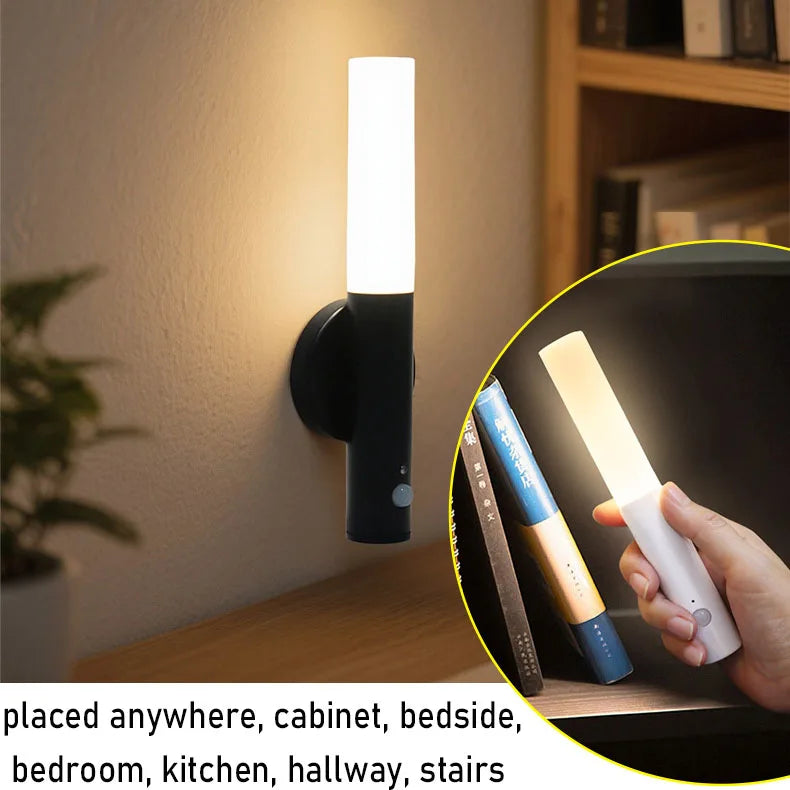 Smart Motion Sensor Night Light Rechargeable Magnetic Wall Lamp LED Induction Light for Corridor Bedroom Stair Hallway Bathroom