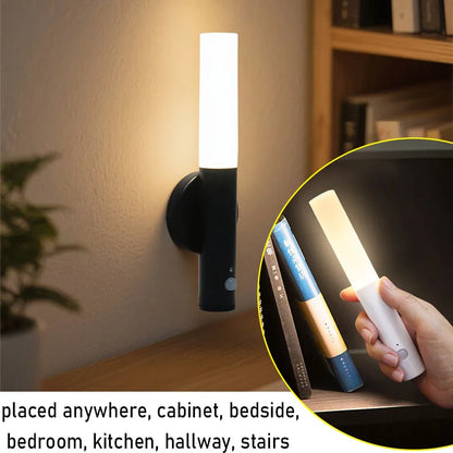 Smart Motion Sensor Night Light Rechargeable Magnetic Wall Lamp LED Induction Light for Corridor Bedroom Stair Hallway Bathroom