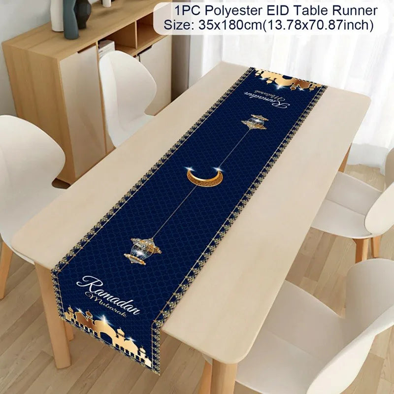 Ramadan Table Runner Eid Mubarak Decor For Home 2025 Tablecloth Islamic Muslim Party Supplies Ramadan Kareem Eid Al-Fitr Gifts
