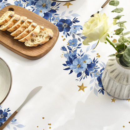 Ramadan Eid Mubarak Star Waterproof Tablecloth Holiday Party Decor Reusable Seasonal Rectangle Table Cover Dining Table Decor