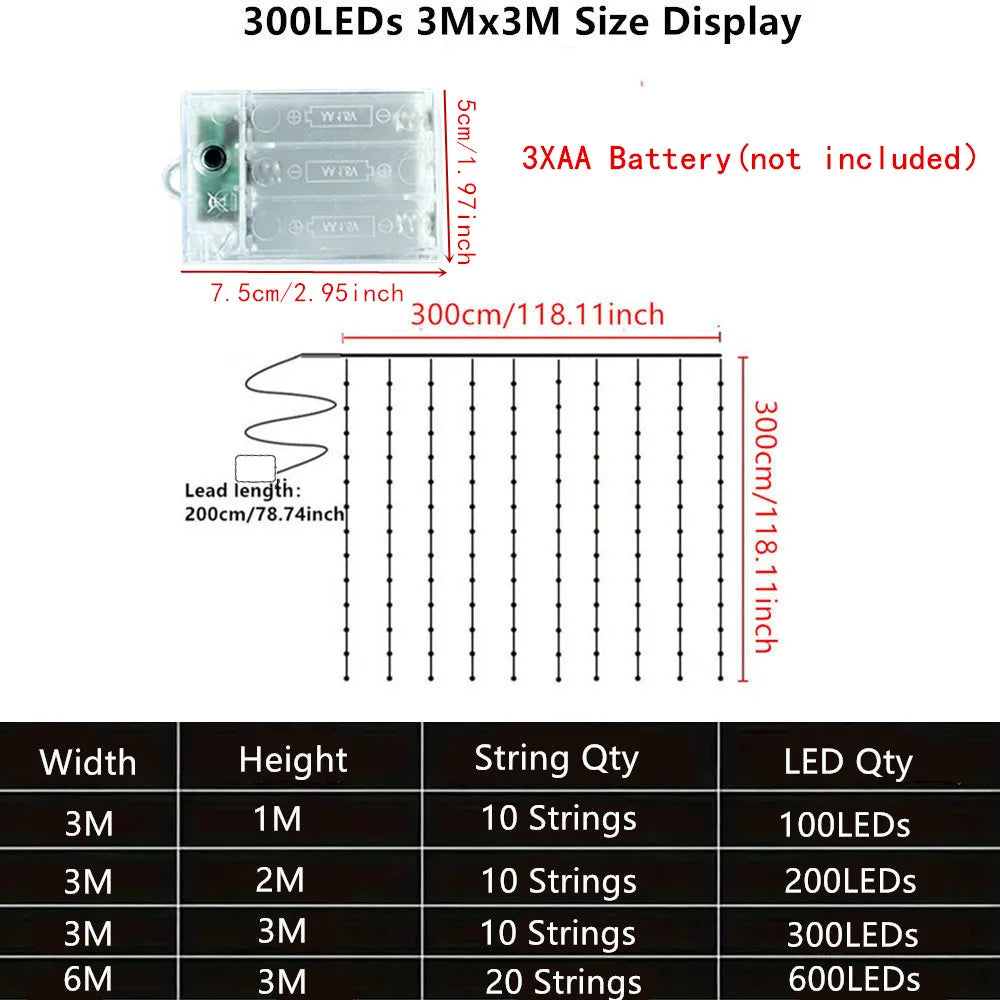 Battery Operated Ramadan Home Decoration Curtain LED String Lights Fairy Lights EID Mubarak Bedroom Wedding Valentine's Day