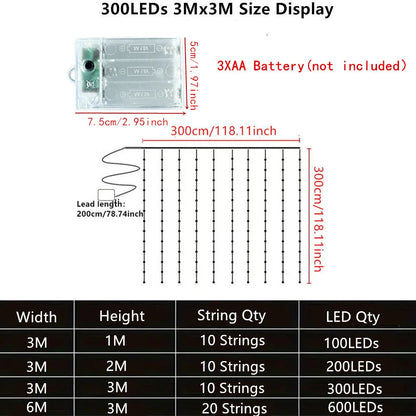 Battery Operated Ramadan Home Decoration Curtain LED String Lights Fairy Lights EID Mubarak Bedroom Wedding Valentine's Day