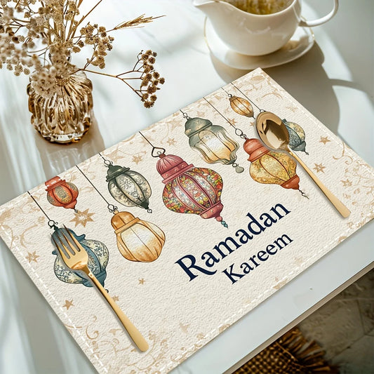 2pc Ramadan Placemats For Dinner Table Decoration Accessories Linen Fabric Table Mat 30X40CM For Children Gift