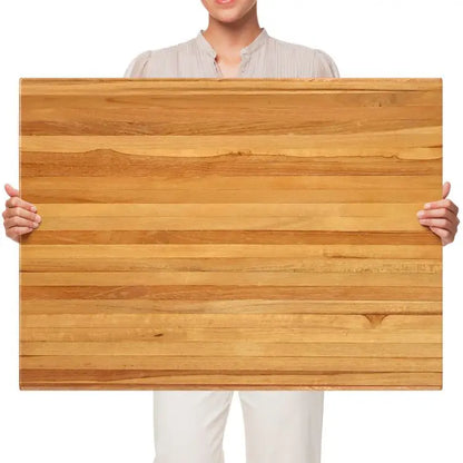 Extra Large 24 Inch Natural Reversible Teak Wood Cutting Board with Handle Specialty Tool for Kitchen Use