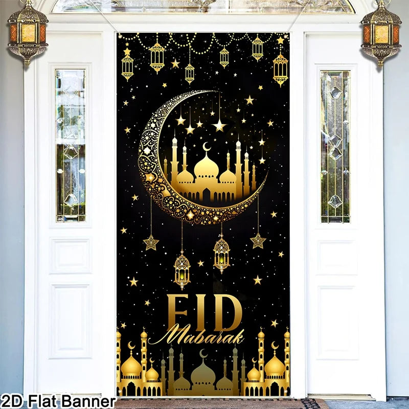 Eid Mubarak Door Decor Ramadan Kareem Banner Flag Ramadan Decorations For Home 2026 Islamic Muslim Party Decor Eid Al-Fitr Gifts