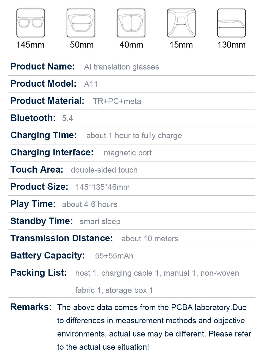 OnePlus AI Glasses Smart Glasses Chat GPT AI Real-time Translation Music Play Bluetooth Glasses Anti-Blue Light Lens Daily Use