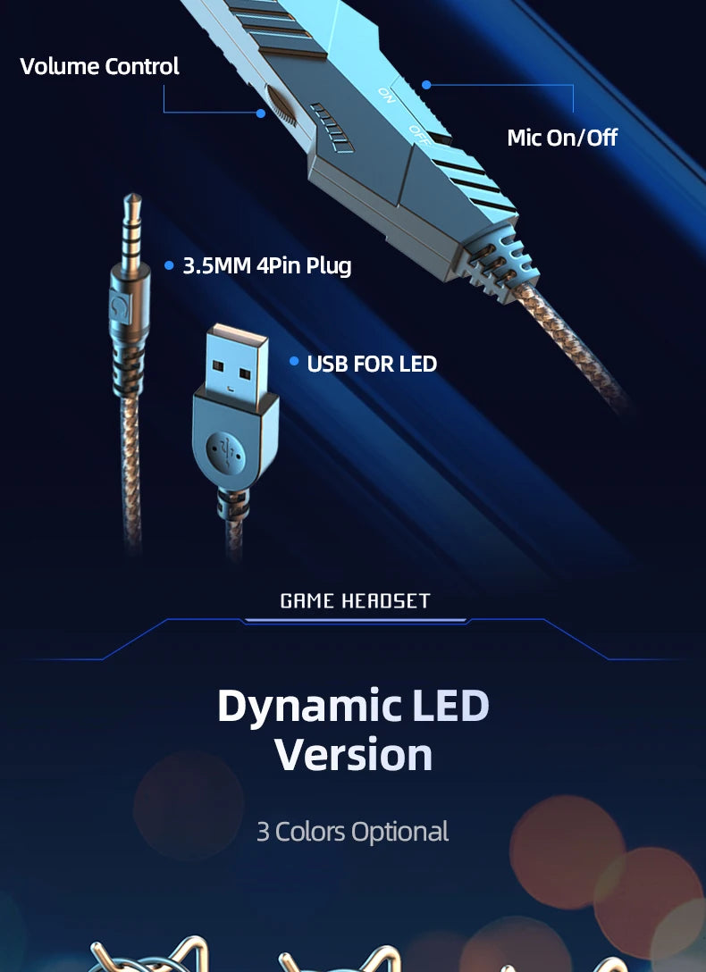 Professional Led Light Wired Gaming Headphones With Microphone For Computer PS4 PS5 Xbox Bass Stereo PC Gaming Headset Gifts