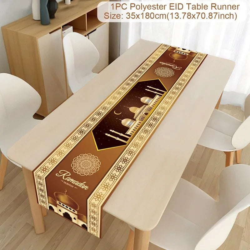 Ramadan Table Runner Eid Mubarak Decor For Home 2025 Tablecloth Islamic Muslim Party Supplies Ramadan Kareem Eid Al-Fitr Gifts