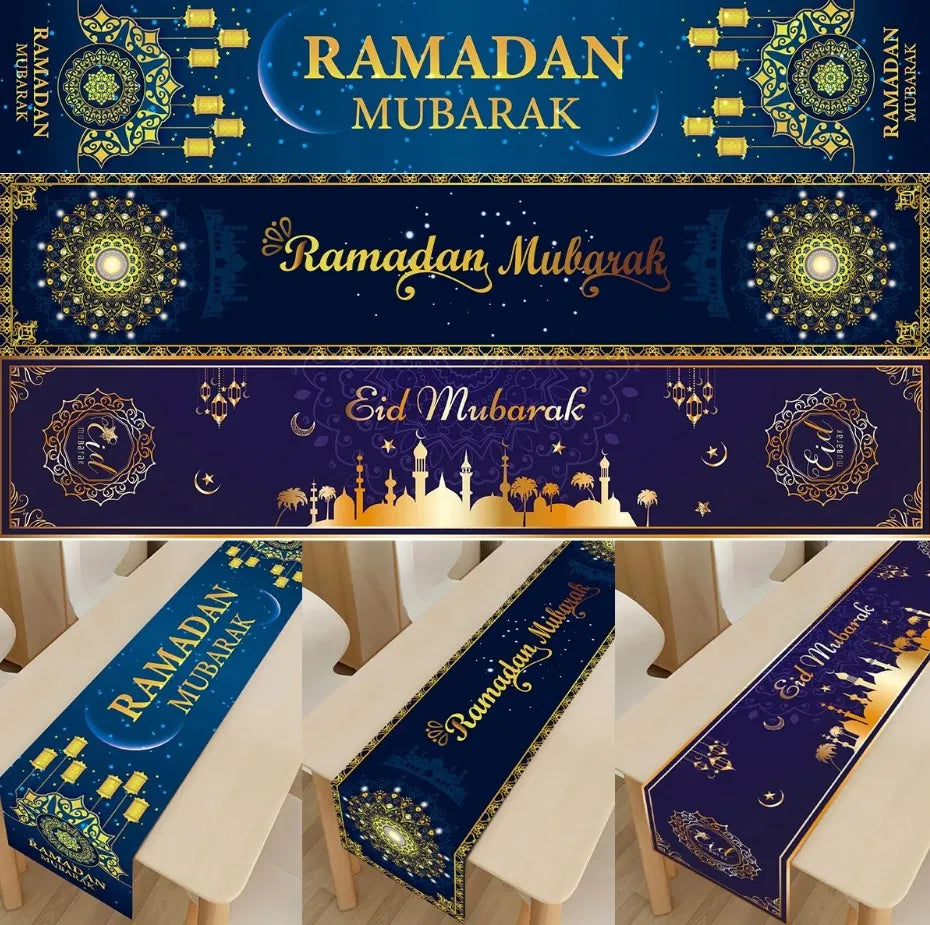 Ramadan Table Runner Eid Mubarak Decor For Home 2025 Tablecloth Islamic Muslim Party Supplies Ramadan Kareem Eid Al-Fitr Gifts