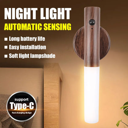 Smart Motion Sensor Night Light Rechargeable Magnetic Wall Lamp LED Induction Light for Corridor Bedroom Stair Hallway Bathroom