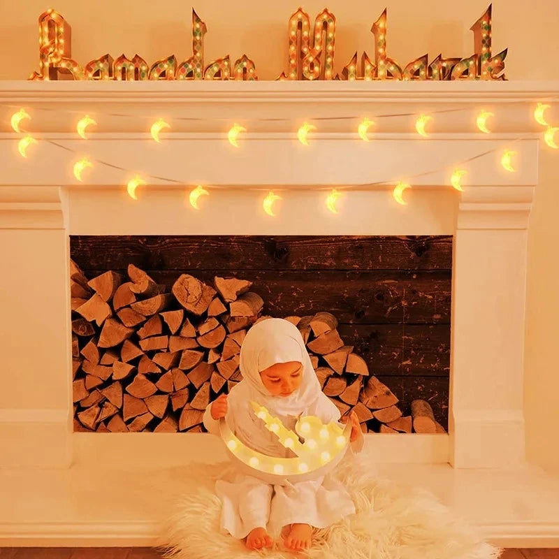 1.5M 10LED EID Mubarak LED String Lights Islam Muslim Festival Party Moon Star Castle Lantern Ramadan Home Decoration 2026 New