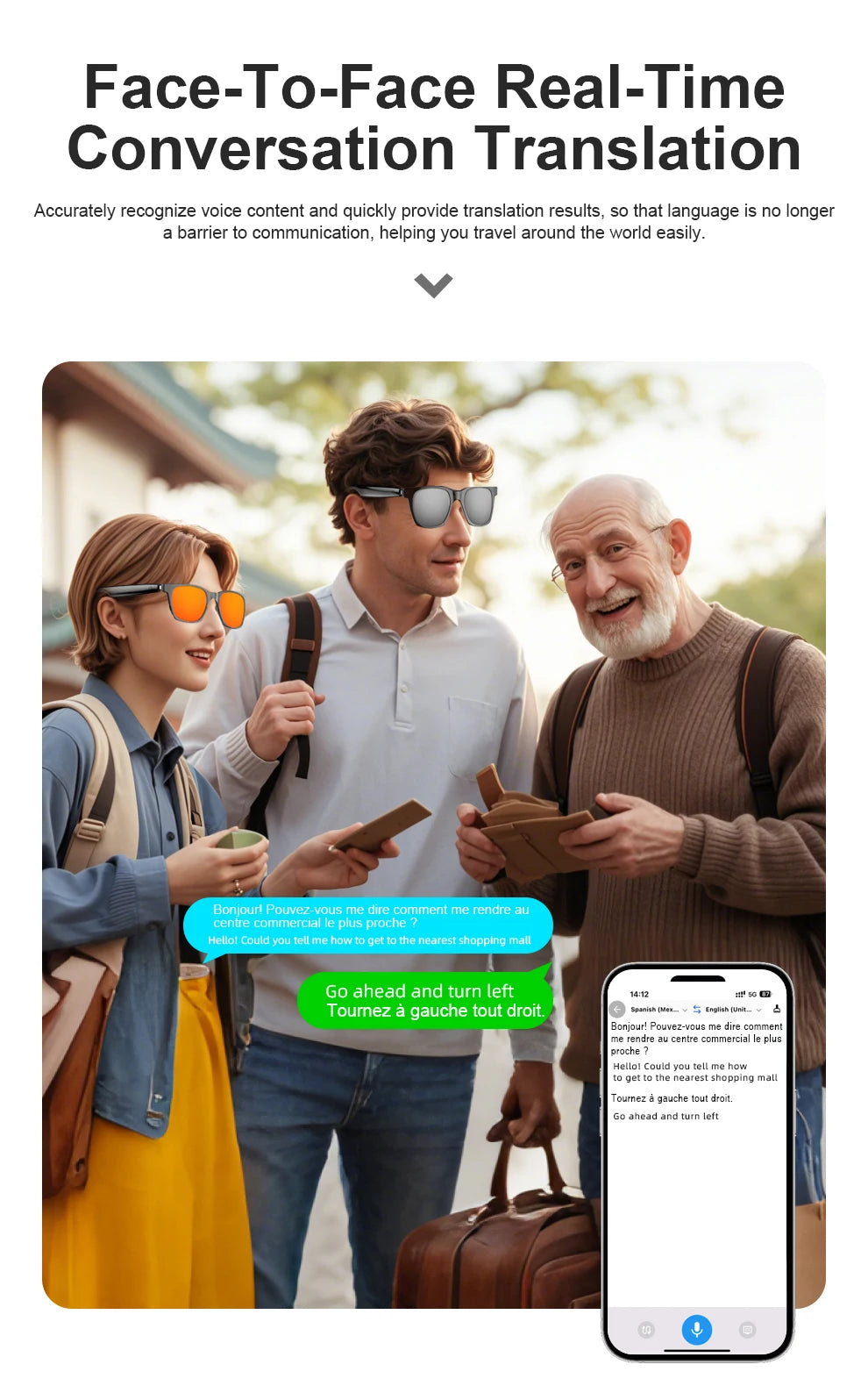 OnePlus AI Glasses Smart Glasses Chat GPT AI Real-time Translation Music Play Bluetooth Glasses Anti-Blue Light Lens Daily Use