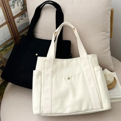 Large Capacity Canvas Tote Bags for Work Commuting Carrying Bag College Style Student Outfit Book Shoulder Bag Bolsos Para Mujer