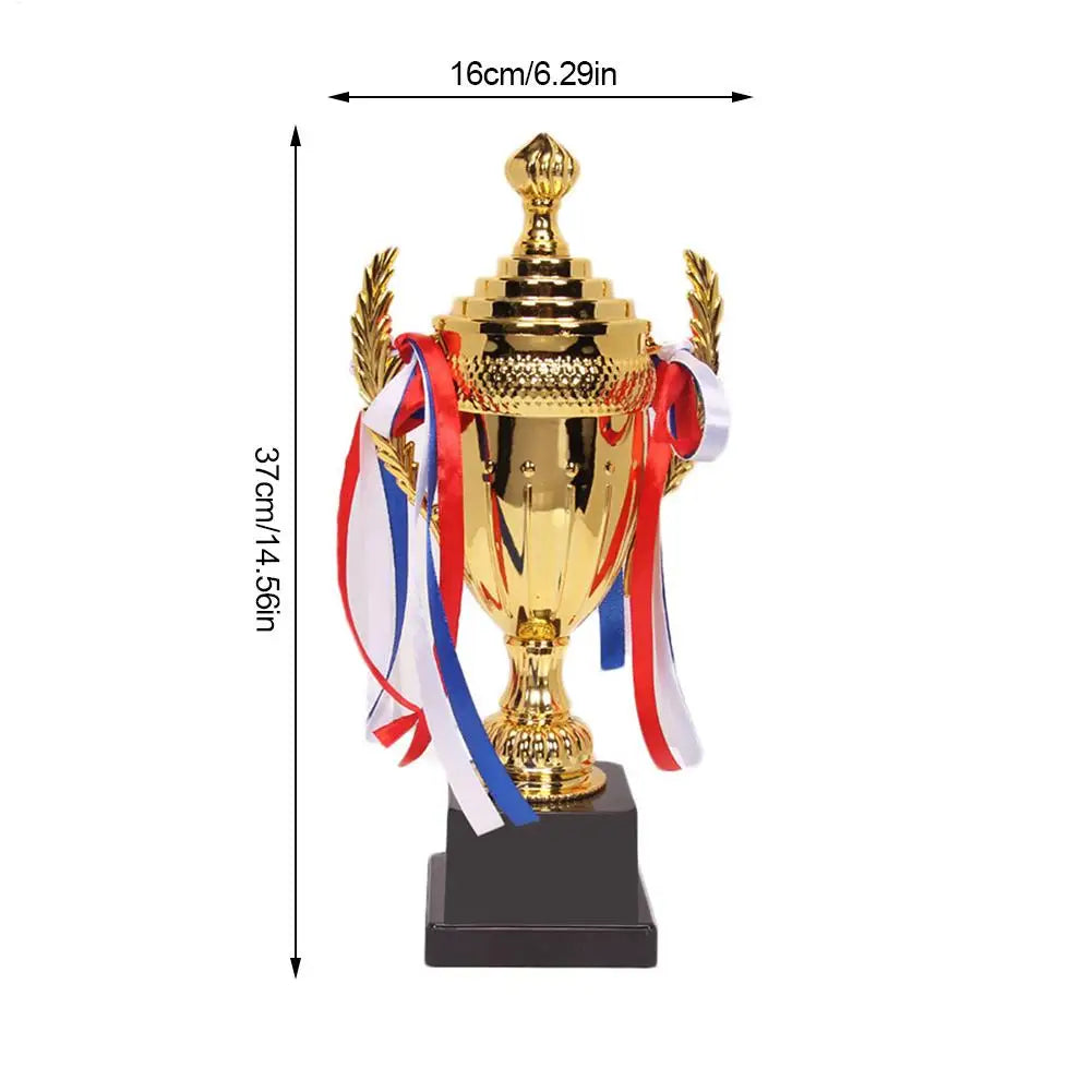 Large Gold Trophy Cup Trophy Colorful Ribbon Gold Award For Sports Tournaments Competitions Soccer Football League Match