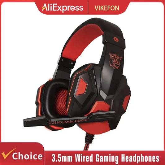 3.5mm Wired Gaming Headphones With Microphone 120° Adjustable PC Bass Stereo Gamer Headset For PS4 PS5 Xbox Smartphone Laptop