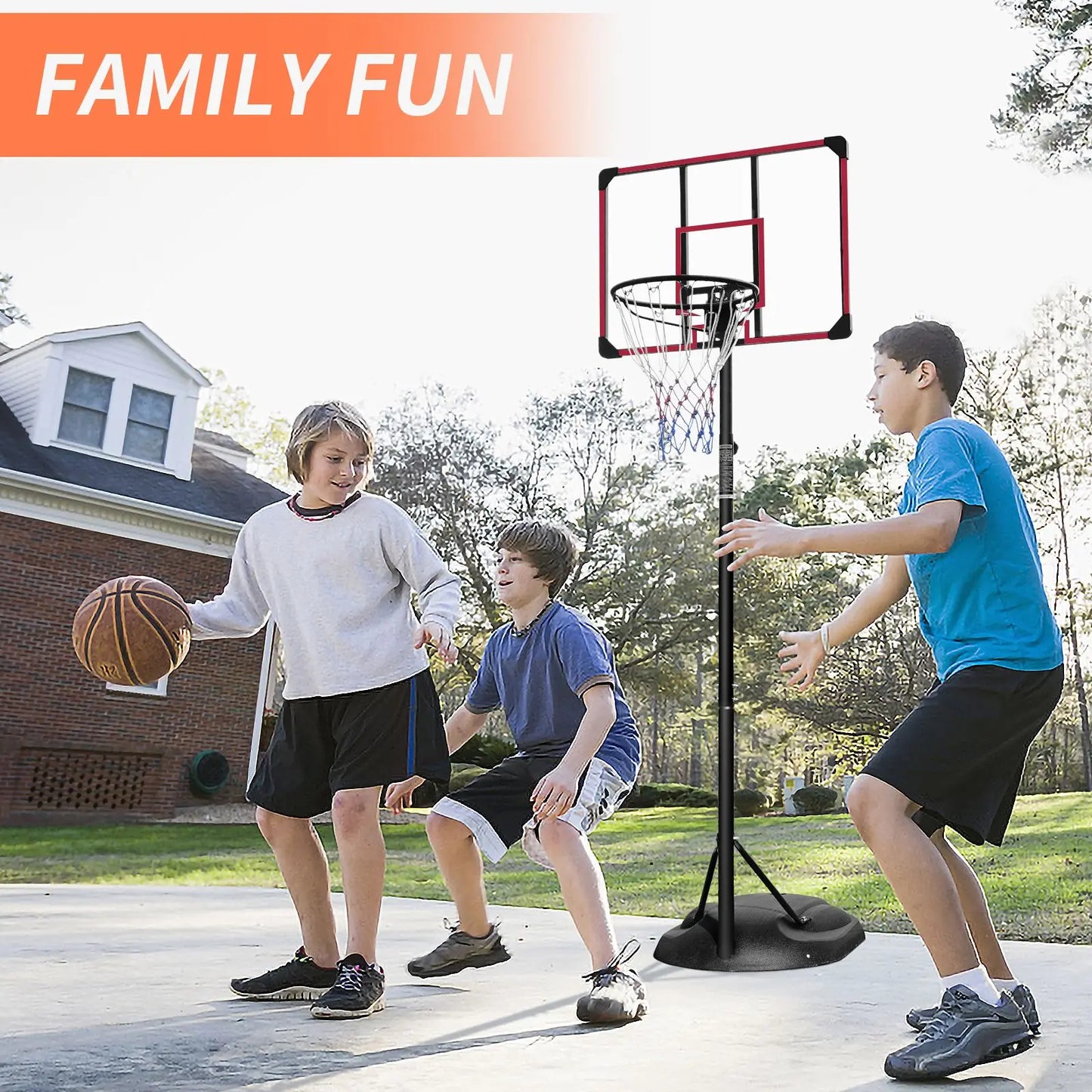 Portable Basketball Hoop System 7.5ft 9.2ft 32 Inch Adjustable Stand Backboard Wheels for Youth Adults Indoor Outdoor Basketball