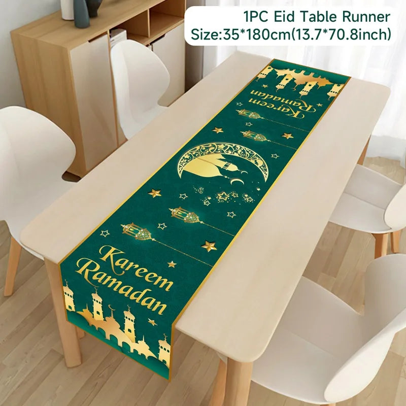 Ramadan Table Runner Eid Mubarak Decor For Home 2025 Tablecloth Islamic Muslim Party Supplies Ramadan Kareem Eid Al-Fitr Gifts