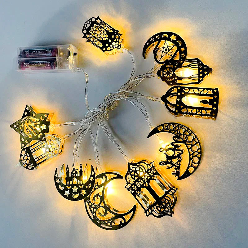 Ramadan Star Moon Castle LED String Lights Eid Mubarak Gift Islam Muslim Ramadan Kareem Decorations for Home Eid al-Fitr Party