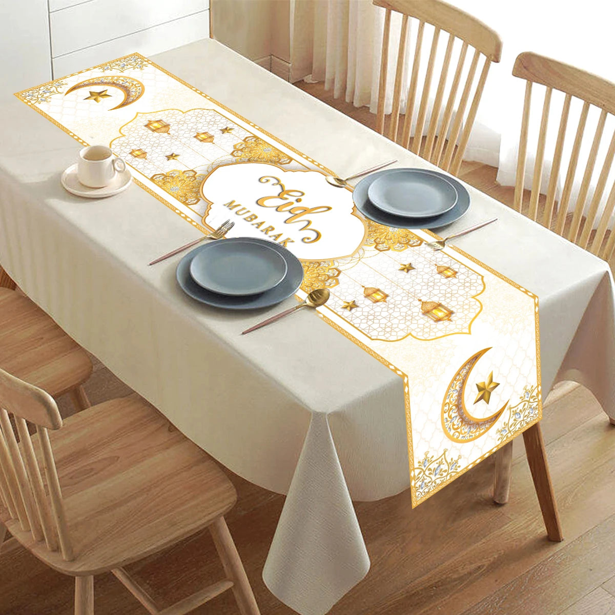 Ramadan Table Runner Eid Mubarak Decor For Home 2025 Tablecloth Islamic Muslim Party Supplies Ramadan Kareem Eid Al-Fitr Gifts