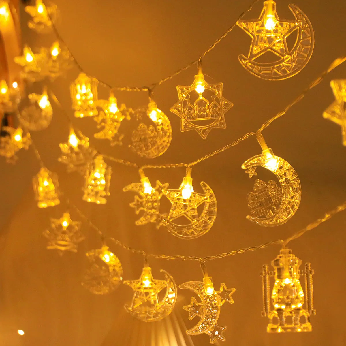 1.5M 10LED Eid Mubarak Star Moon Led String Light Ramadan Kareem Decoration for Home 2025 Islamic Muslim Festival Party Supplies
