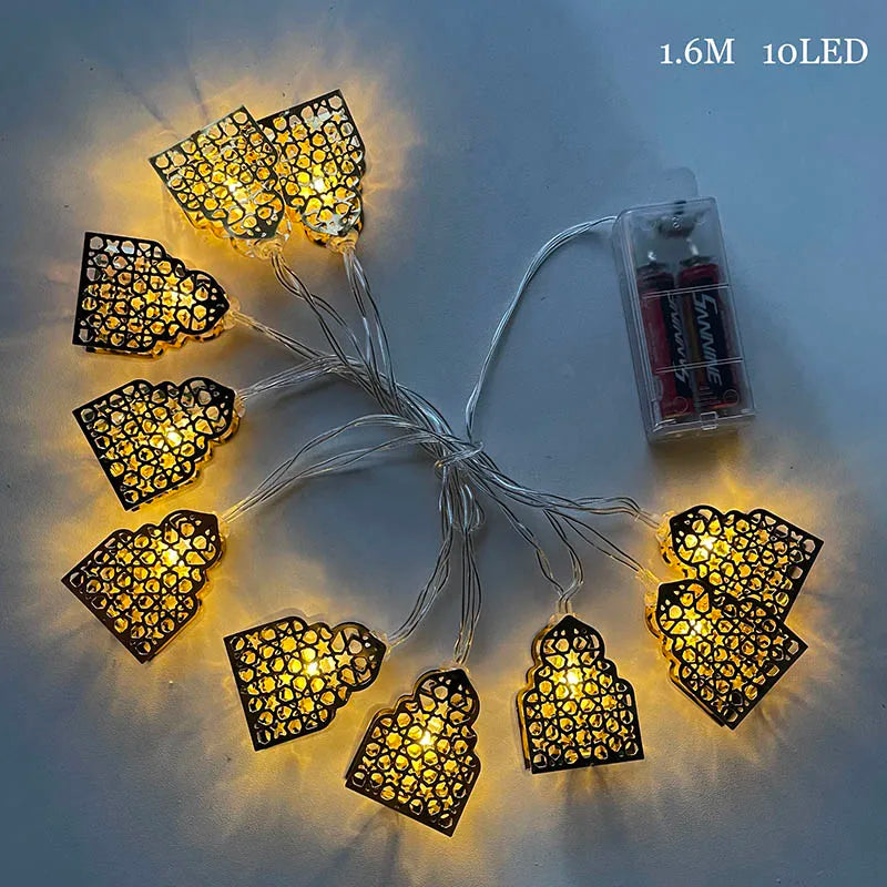 Ramadan Star Moon Castle LED String Lights Eid Mubarak Gift Islam Muslim Ramadan Kareem Decorations for Home Eid al-Fitr Party