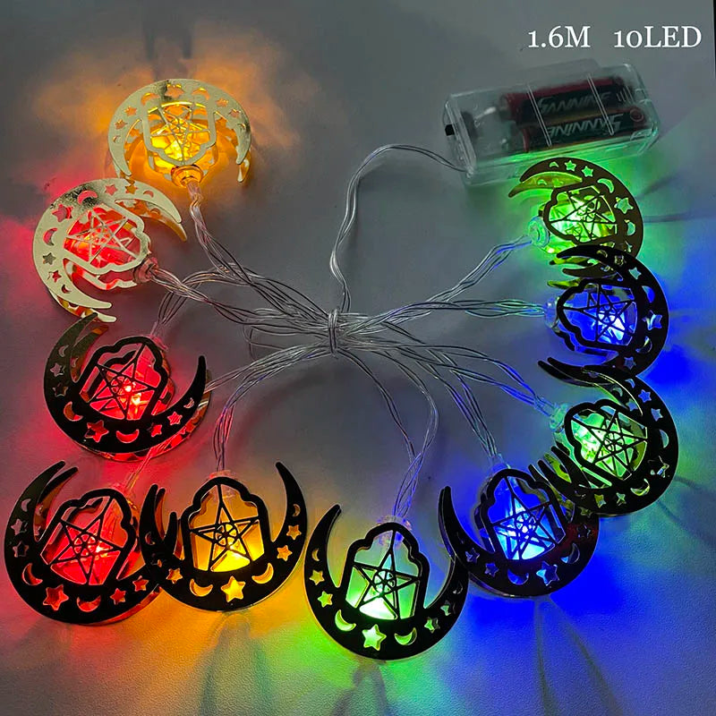 Ramadan Star Moon Castle LED String Lights Eid Mubarak Gift Islam Muslim Ramadan Kareem Decorations for Home Eid al-Fitr Party