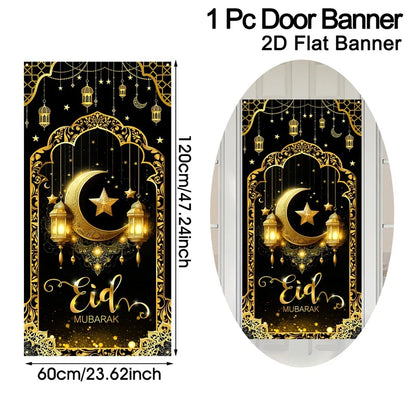 Eid Mubarak Door Decor Ramadan Kareem Banner Flag Ramadan Decorations For Home 2026 Islamic Muslim Party Decor Eid Al-Fitr Gifts