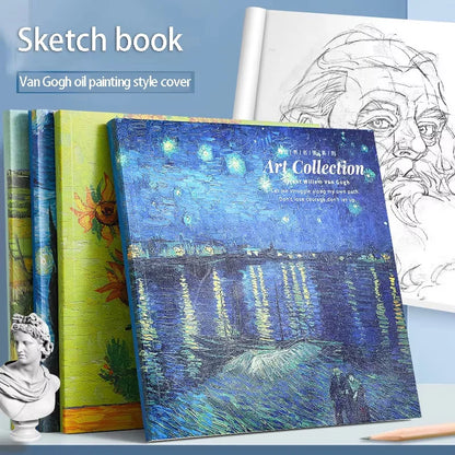 20K Van Gogh Oil Painting Sketch Book Hand Ledger Thickened with 80 Blank Student Art Drawing Special Sketching Book