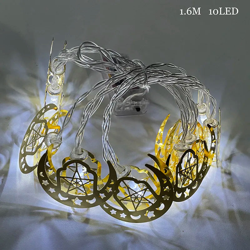 Ramadan Star Moon Castle LED String Lights Eid Mubarak Gift Islam Muslim Ramadan Kareem Decorations for Home Eid al-Fitr Party