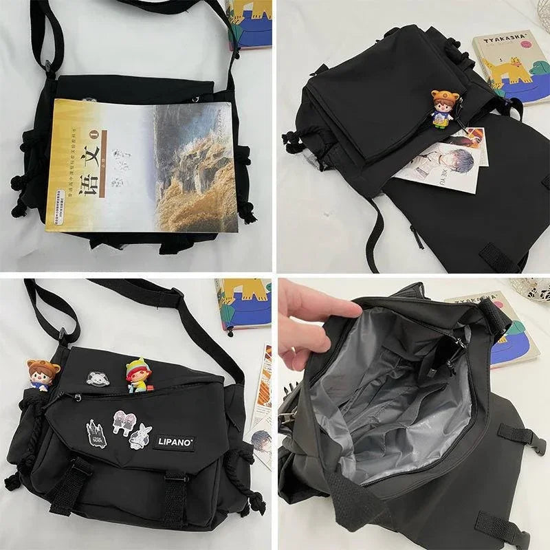 Shoulder Bag Large Capacity Crossbody Bag Retro Workwear Postman Bags for Women Nylon Handbags