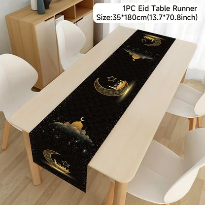 Ramadan Table Runner Eid Mubarak Decor For Home 2025 Tablecloth Islamic Muslim Party Supplies Ramadan Kareem Eid Al-Fitr Gifts